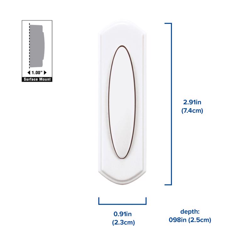 Heath Zenith White Wireless Pushbutton Doorbell SL-7797-2