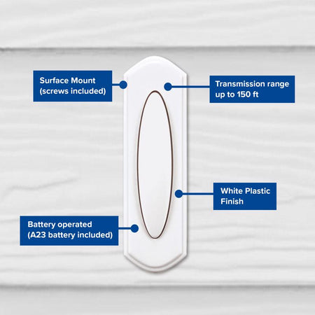 Heath Zenith White Wireless Pushbutton Doorbell SL-7797-3