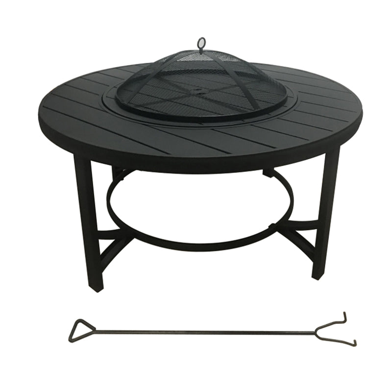 Living Accents 36 in. W Steel Round Wood Fire Table SRFP11953B