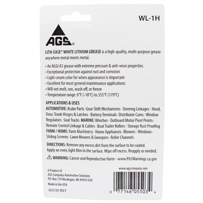 AGS WL-1H White Lithium Grease 1.25 Oz