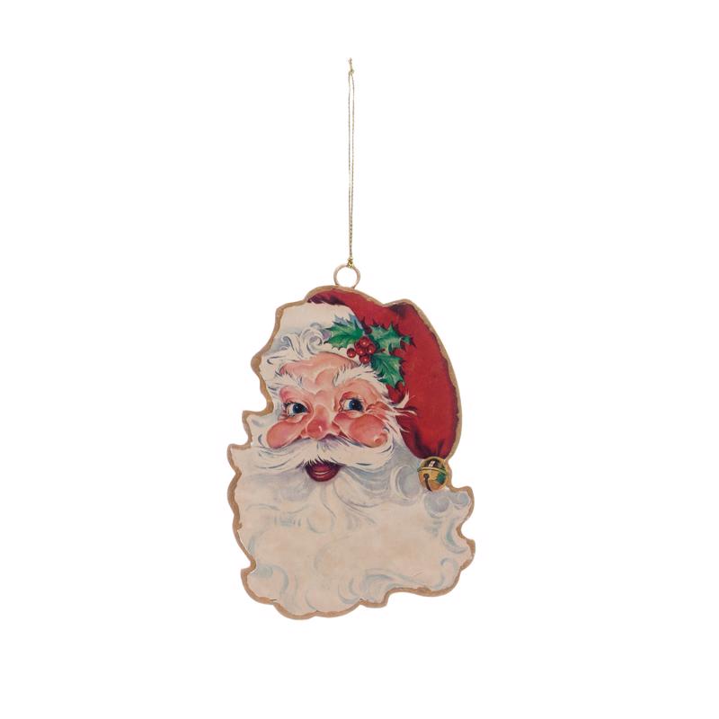 Creative Co-op Multicolored Vintage 2-Sided Santa Ornament 5 in. XM5205