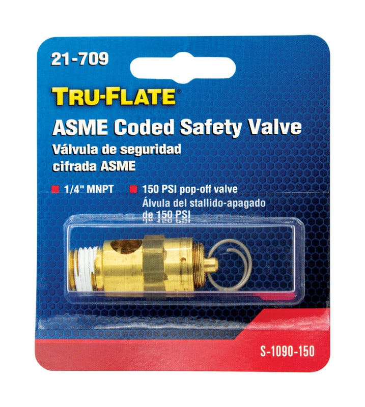 Tru-Flate Brass Safety Valve 1/4 Inch 150 PSI 21709