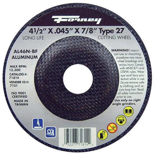 Forney Cut-Off Wheel 4-1/2" X .045 X 7/8" Aluminum Type 27 71814
