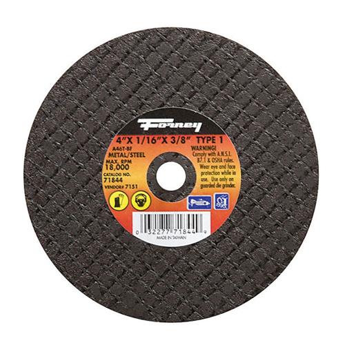 Forney 71844 Cut-Off Wheel, Metal Type 1, 4" X 1/16" X 3/8"