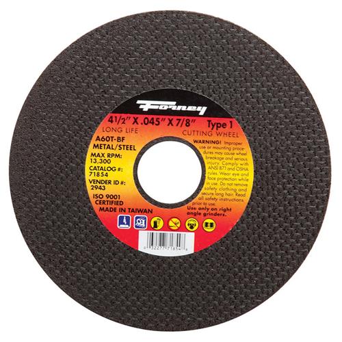 Forney 71854 Cut-Off Wheel, Metal Type 1, 4-1/2" X .045" X 7/8"