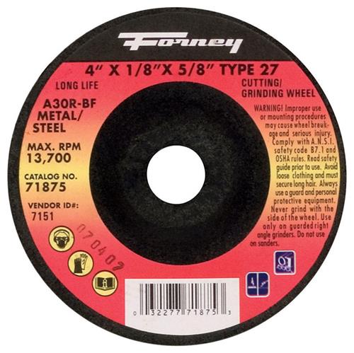 Forney 71875 Grinding Wheel, Metal Type 27, 4" X 1/8" X 5/8"