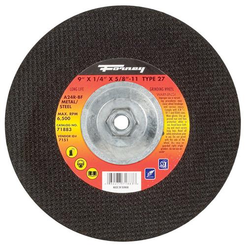 Forney 71883 Grinding Wheel, Metal Type 27, 9" X 1/4" X 5/8-11