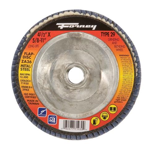 Forney 71930 Flap Disc, Type 29, 4-1/2" x 5/8-11 ZA36