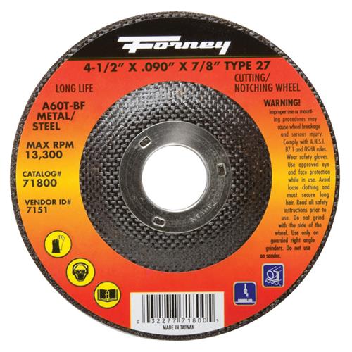 Forney Cut-Off Wheel 4-1/2" X .090 X 7/8" Metal Type 27 71800