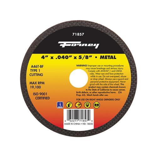 Forney 71857 Cut-Off Wheel, Metal Type 1, 4" X .040" X 5/8"