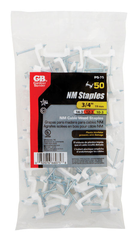 Gardner Bender 3/4 in. Plastic Polyethylene NM Cable Staple 50-Pack PS-75