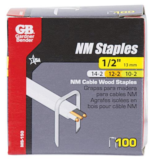 Gardner Bender 1/2 Inch Graphite Metallic Steel Staples 100-Pack MS-150 - Box of 10