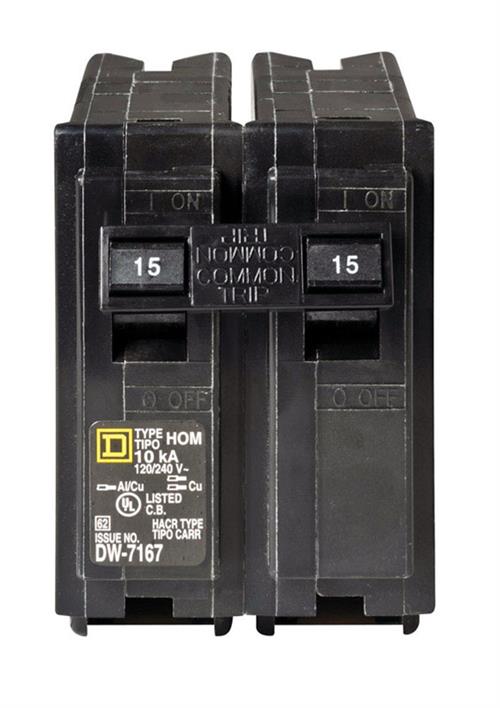 Square D HomeLine 15  Amp Plug-On Miniature Circuit Breaker HOM215CP