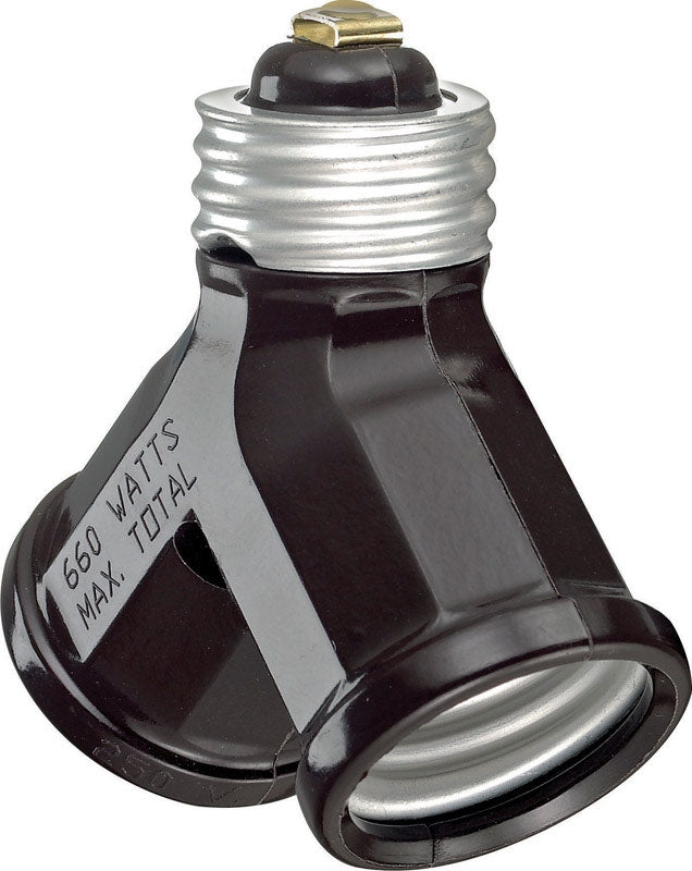 Leviton Single Lampholder-to-Twin Lampholder Adapter Black 00128-000 - Box of 10