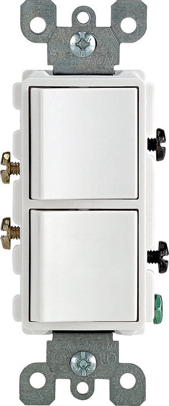 Leviton 5634-W Decora Single-Pole / Single-Pole AC Combination Switch White