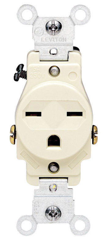 Leviton 5029-I Commercial Single Receptacle Outlet Ivory