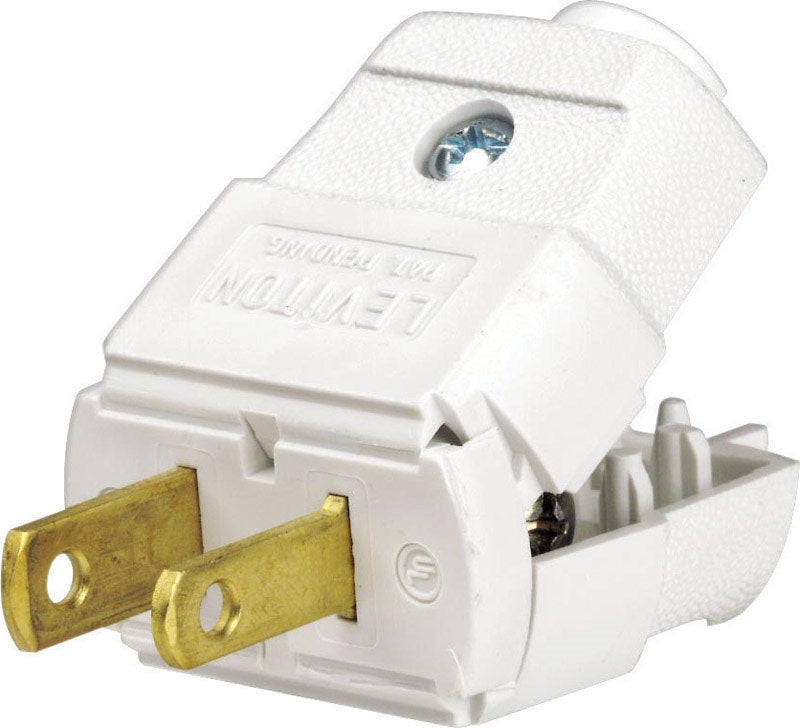 Leviton 101-WP Residential Thermoplastic Non-Grounding Polarized Plug White - Box of 10