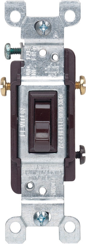 Leviton Toggle Framed 3-Way AC Quiet Switch Brown 1453-2 - Box of 10