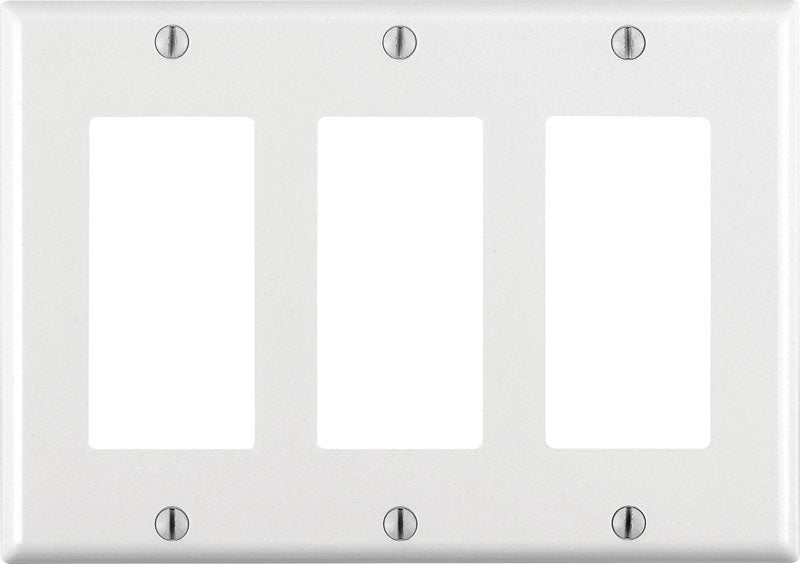Leviton 80411-W 3-Gang Decora/GFCI Device Decora Wallplate/Faceplate White - Box of 10