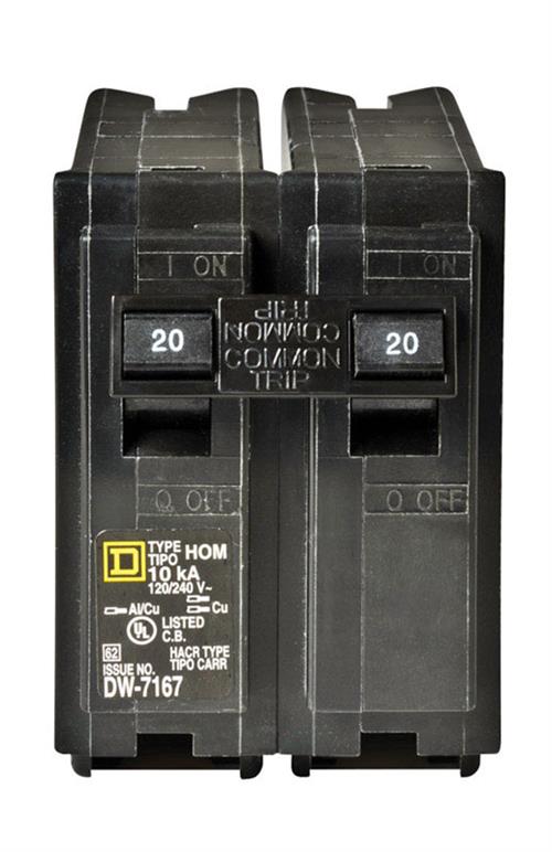 Square D HomeLine 20  Amp Plug-On Miniature Circuit Breaker HOM220CP