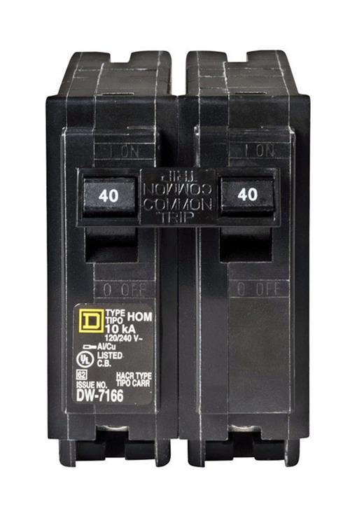 Square D HomeLine 40  Amp Plug-On Miniature Circuit Breaker HOM240CP