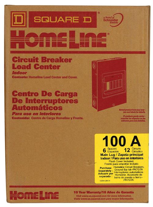 Square D HomeLine 6 Space 12 Circuit 100 Amp Load Center HOM612L100FCP