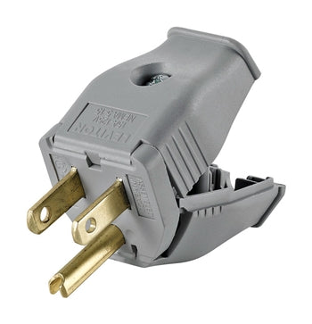 Leviton 3W101-GY Residential Thermoplastic Straight Blade Grounding Plug Grey