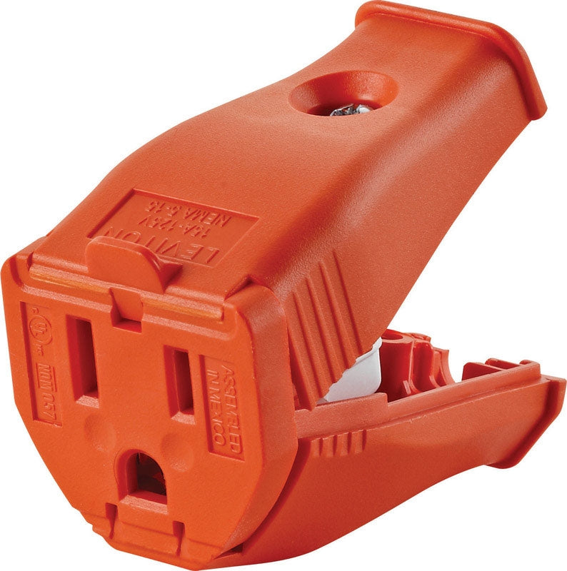 Leviton 3W102-OR 2-Pole, 3 Wire Grounding Cord Outlet Orange