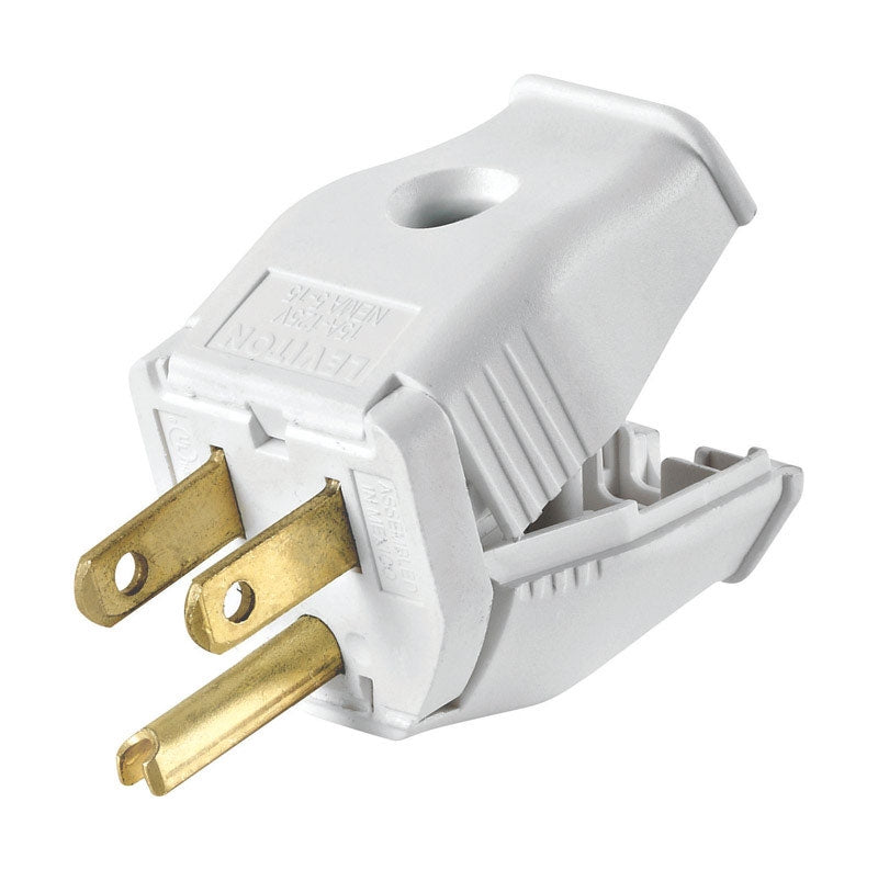 Leviton 3W101-WH Residential Thermoplastic Straight Blade Grounding Plug White