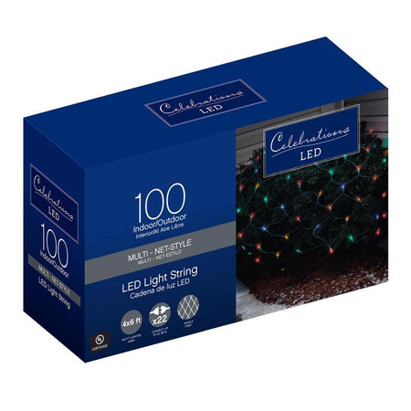 Celebrations LED Mini 100-Count Net Christmas Lights 6 ft.