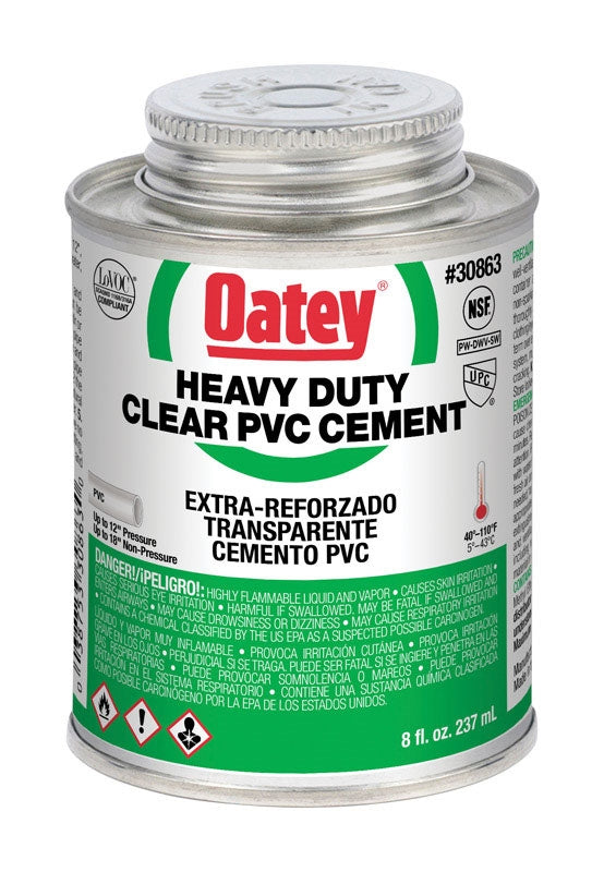 Oatey 8 Oz PVC Heavy Duty Clear Cement 30863