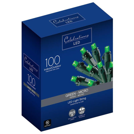 Celebrations LED Micro/5mm 100-Count String Christmas Lights 24.5 ft.