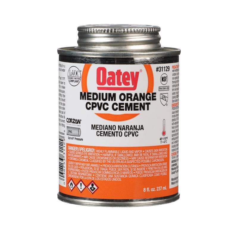 Oatey 8 Oz CPVC Medium Orange Cement 31129