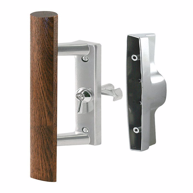 Prime-Line C 1018 Wood Tone Aluminum/Wood Outdoor Patio Door Handle Set