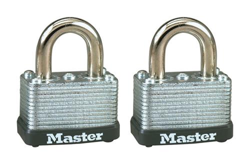 Master Lock 1-1/2in Wide Laminated Steel Warded Padlock 2-Pack 22T