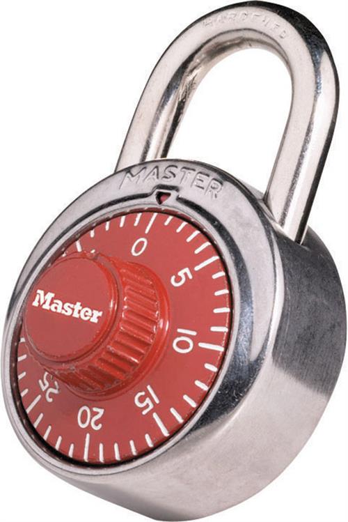 Master Lock 1-7/8in Wide Combination Dial Padlock Red Dial 1504D