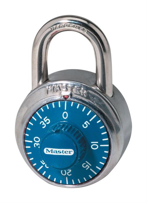 Master Lock 1-7/8in Wide Combination Dial Padlock Blue Dial 1506D