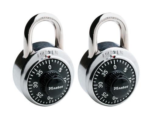 Master Lock 1-7/8in Wide Combination Dial Padlock 2-Pack 1500T