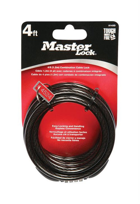 Master Lock 4ft x 5/16in Standard Combination Cable Lock 8143D