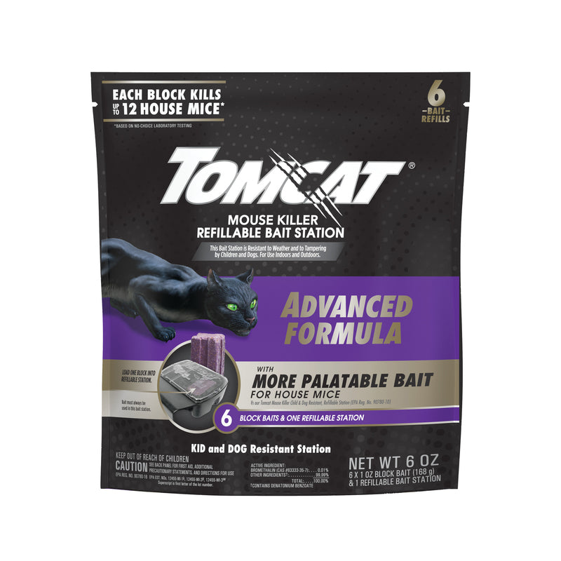 Tomcat Advanced Formula Bait Station & Bait Blocks For Mice 6-Pack 0372805