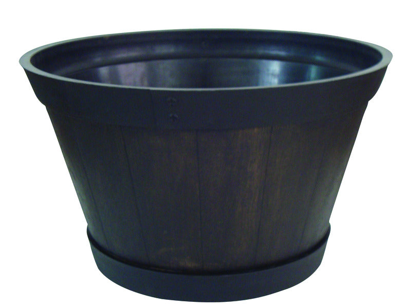 Southern Patio 9.5 in. H X 15.5 in. D Resin Whiskey Barrel Planter Brown HDR-474529