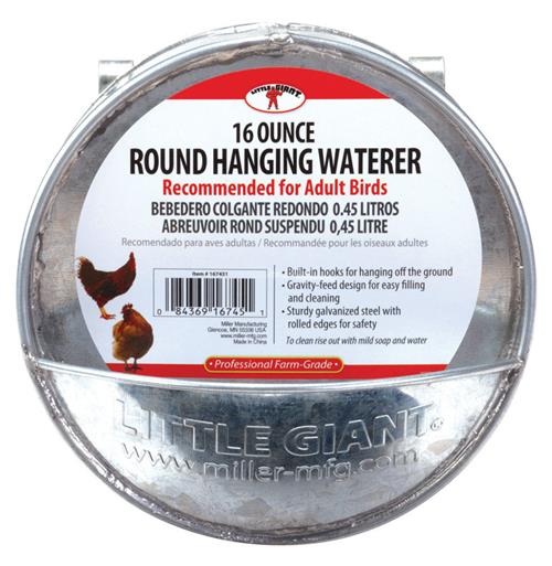 Little Giant Galvanized Round Hanging Poultry Waterer 167451