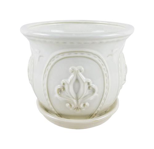 Trendspot 6" White Ceramic Ornate Planter CR10152-06D - Box of 2