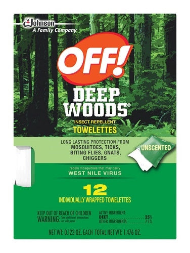 OFF! Deep Woods Insect Repellent Towelettes 12-Pack 54996 - Box of 12