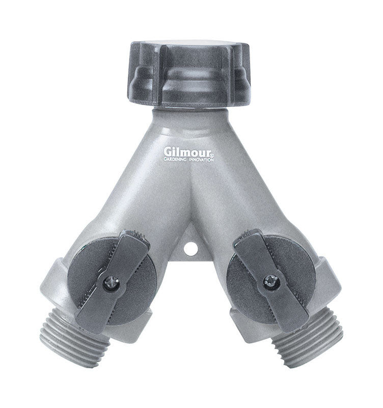 Gilmour Polymer Threaded Male Y-Hose Connector with Shut Offs 800024-1001