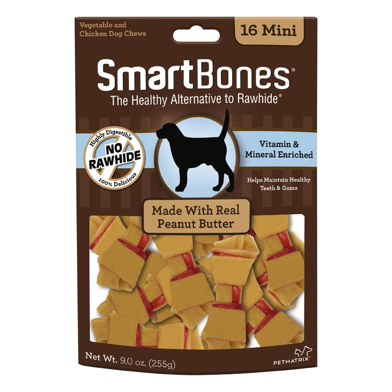 SmartBones Peanut Butter Treats for Dogs 9 Oz 16-Pack SBPB-00211