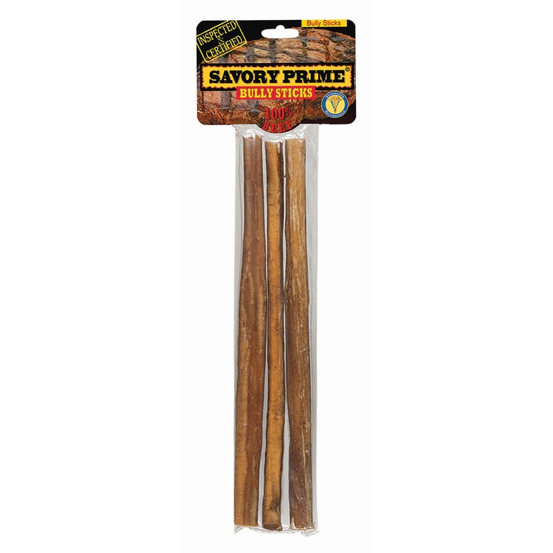 Savory Prime 313 Natural Beef Grain Free Bully Stick for Dogs 9 in. 3-Pack