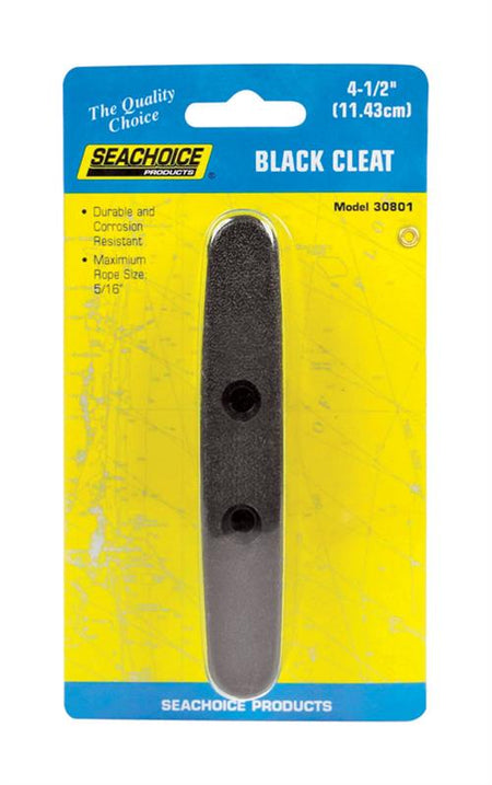 Seachoice 4-1/2 Inch Black Plastic Cleat 30801