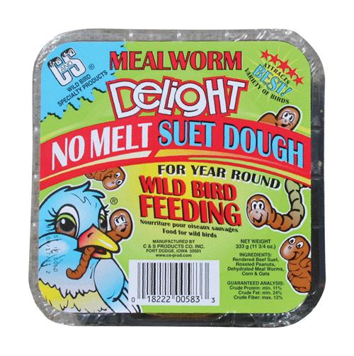 C&S Products 583 Mealworm Delight No Melt Wild Bird Suet Dough 11.75 Oz