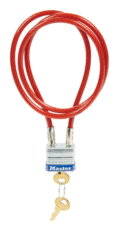 Master Lock 3ft x 3/16in Cable with Integrated Laminated Steel Padlock 719D